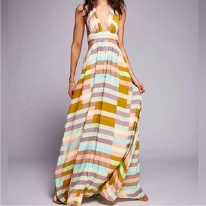 Mara Hoffman “Flag Stripe” Cutout Maxi, Size 4
